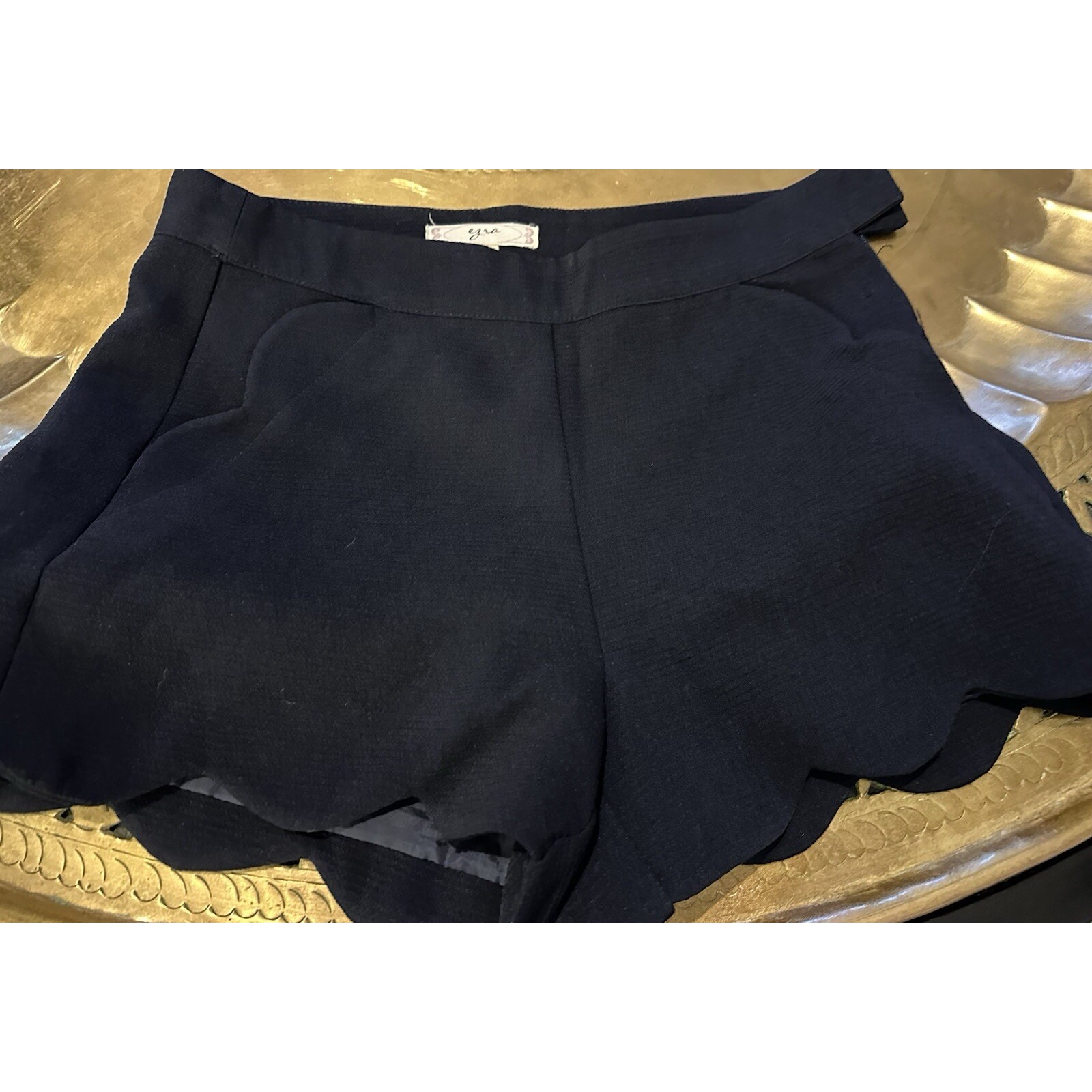 Women's Navy Ezra Blue Scalloped Shorts Size Small